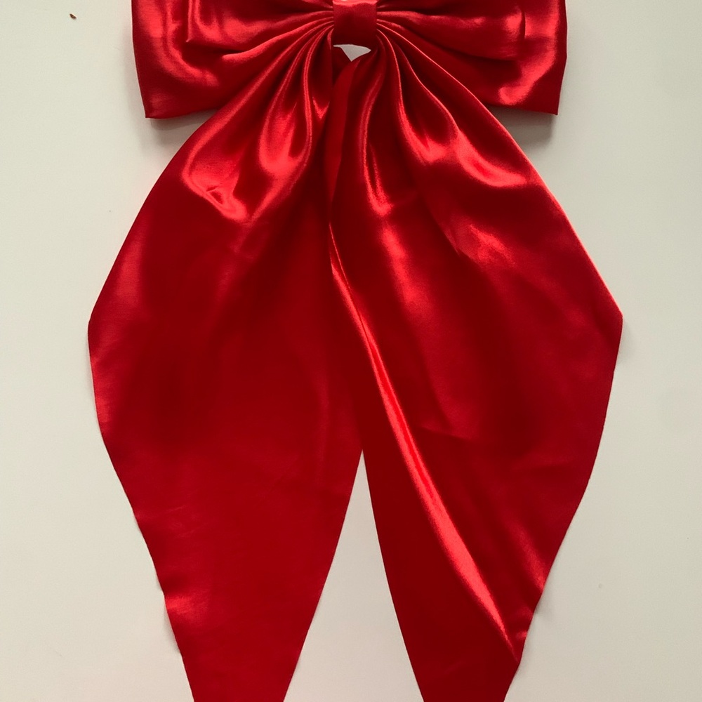 Elegant satin red Bow Hair Clip - Picture 2 of 3